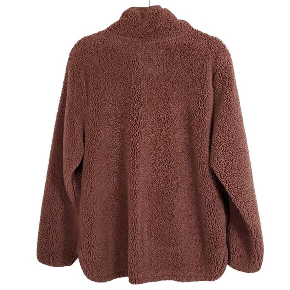 Cozy Sherpa Women's Size XL 1/4 Zip Jacket Maroon Mauve Sherpa Fleece Cozy Warm - Picture 4 of 11